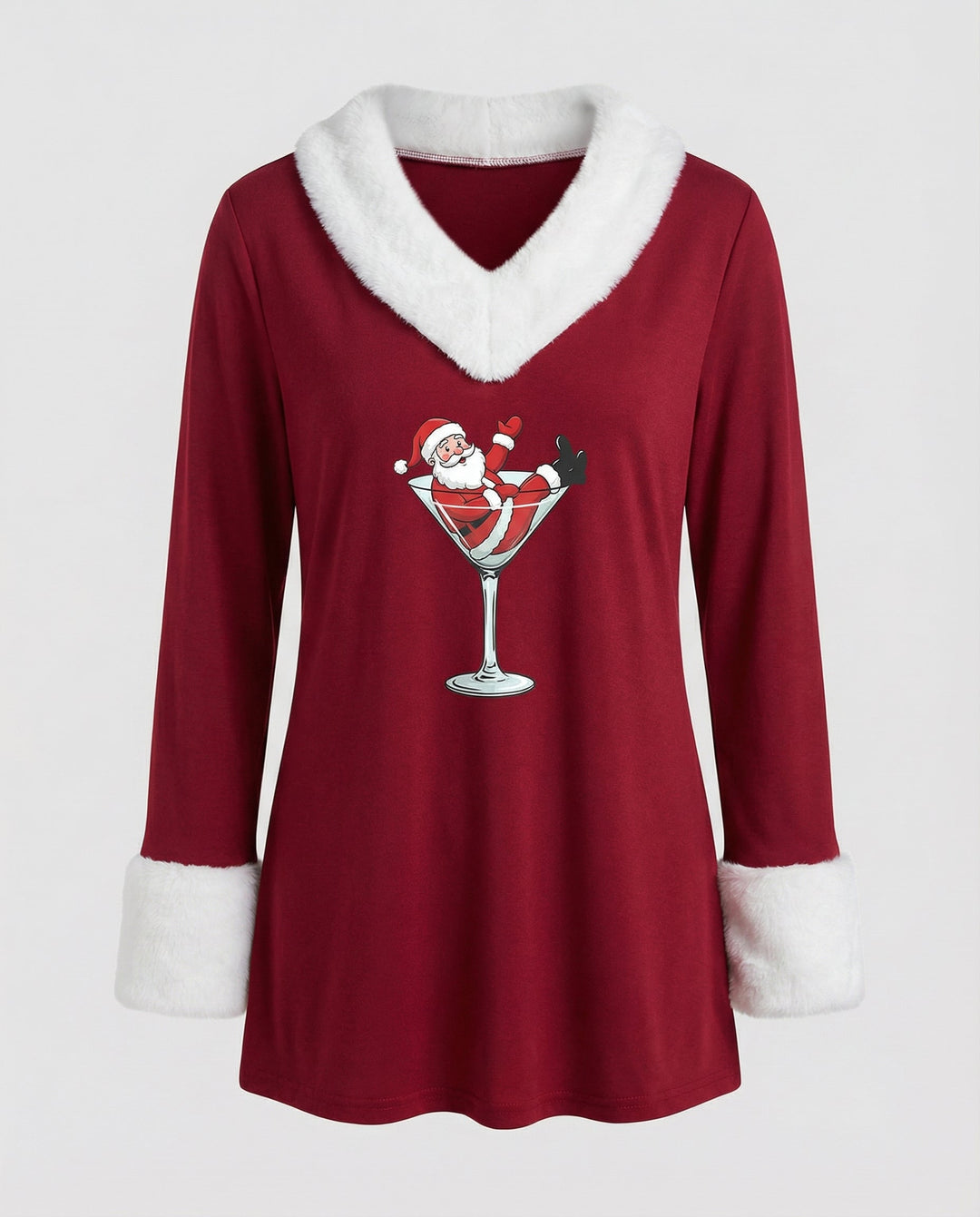 Weihnachtstop Plüsch Damen