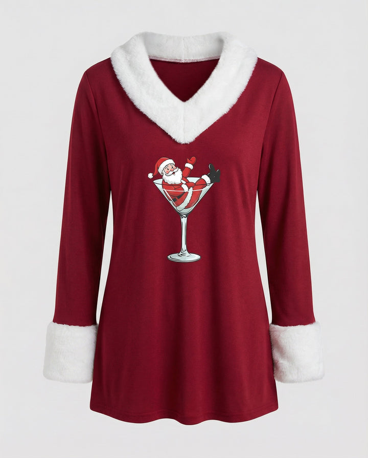 Weihnachtstop Plüsch Damen