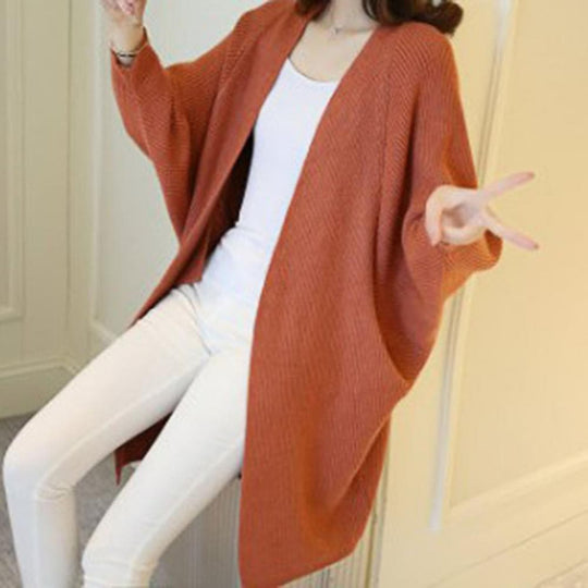 Langer Cardigan - Weiches Strickmaterial - Offene Vorderseite - Lockere Passform mit Taschen
