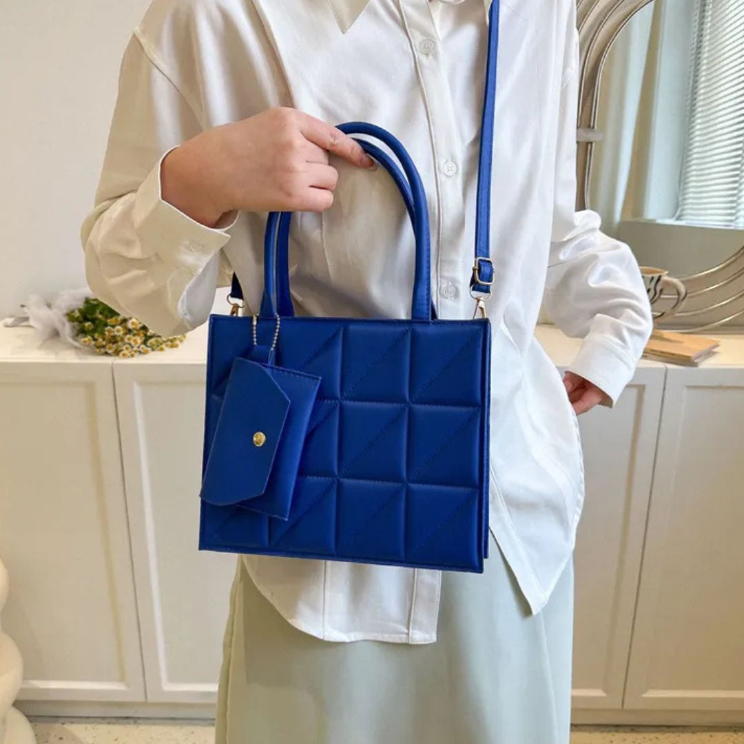 Nord Taschen | Handtasche mit Quadratprägung - Stilvolle Umhängetasche mit praktischer Kartenhülle