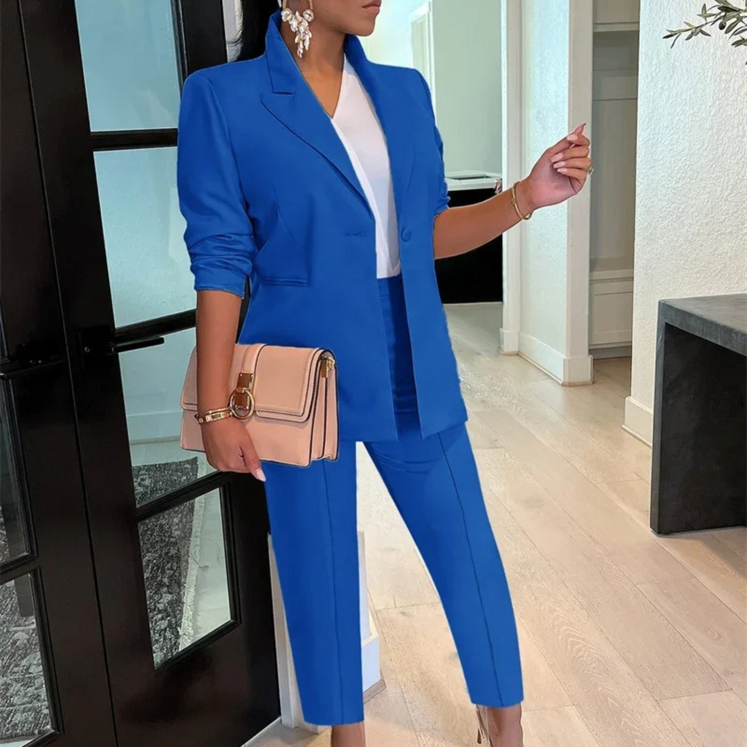 Schicke Herbst Bürostil Blazer und Hosen Set für Frauen