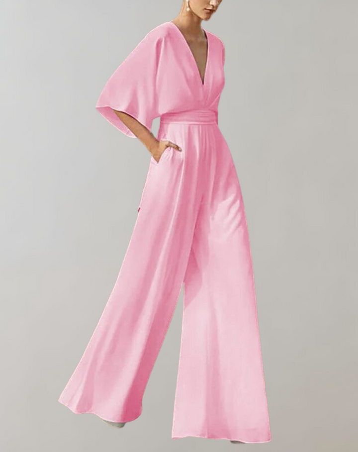 Nord Taschen Damen Jumpsuit mit V-Ausschnitt und weitem Bein