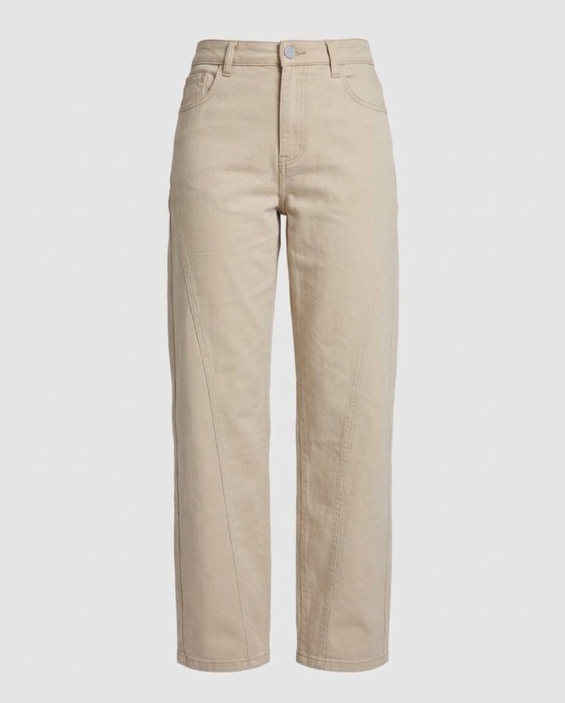 Damen Extraweite High‑Waist Palazzohose aus Baumwoll‑Twill mit markanten Nahtpaneelen Nord Taschen