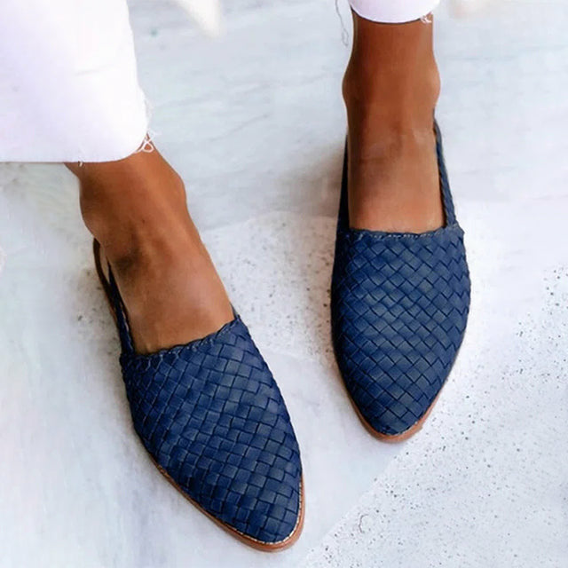 Vintage Geflochtene Spitzflache Schuhe