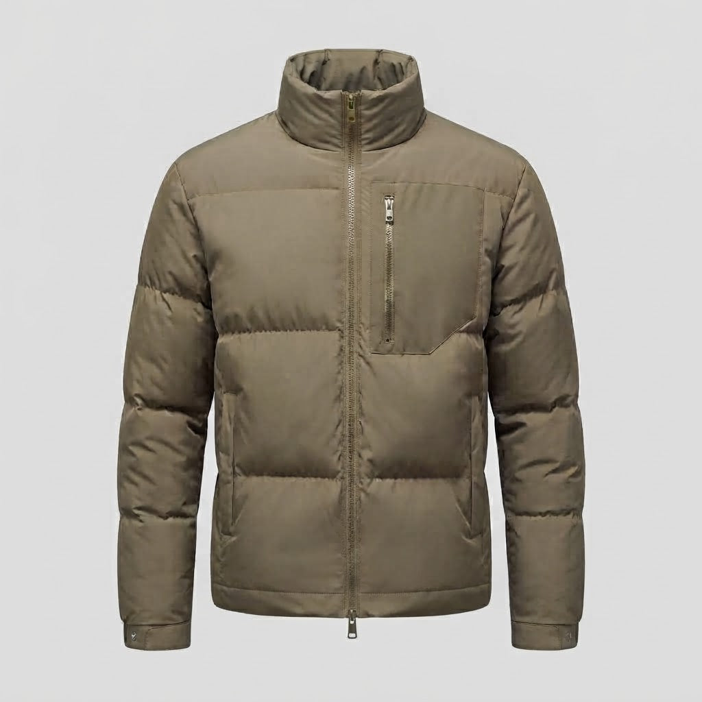 Herren Urbaner Kurz-Puffer mit hohem Stehkragen, Brustreißverschluss & winddichter Hülle Nord Taschen