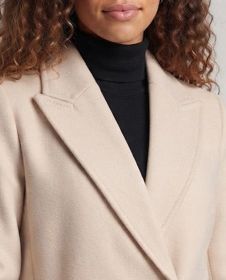 Damen Midilanger kaschierender Wollmix‑Mantel mit cleanem Revers und unsichtbarer Knopfleiste Nord Taschen