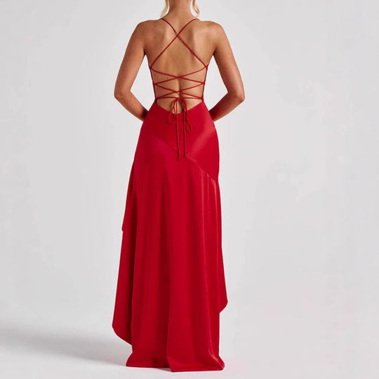 Rückenauschnitt Rüschen Unregelmäßiges Kleid