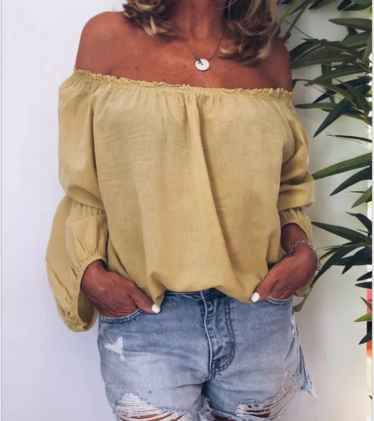Off Shoulder Bluse mit Eleganten Ballonärmeln
