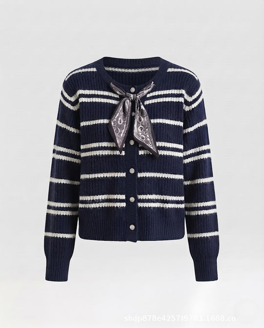 Damen Kurzcardigan aus Feinstrick mit feinem Rippmuster und Paisley-Schleife Nord Taschen