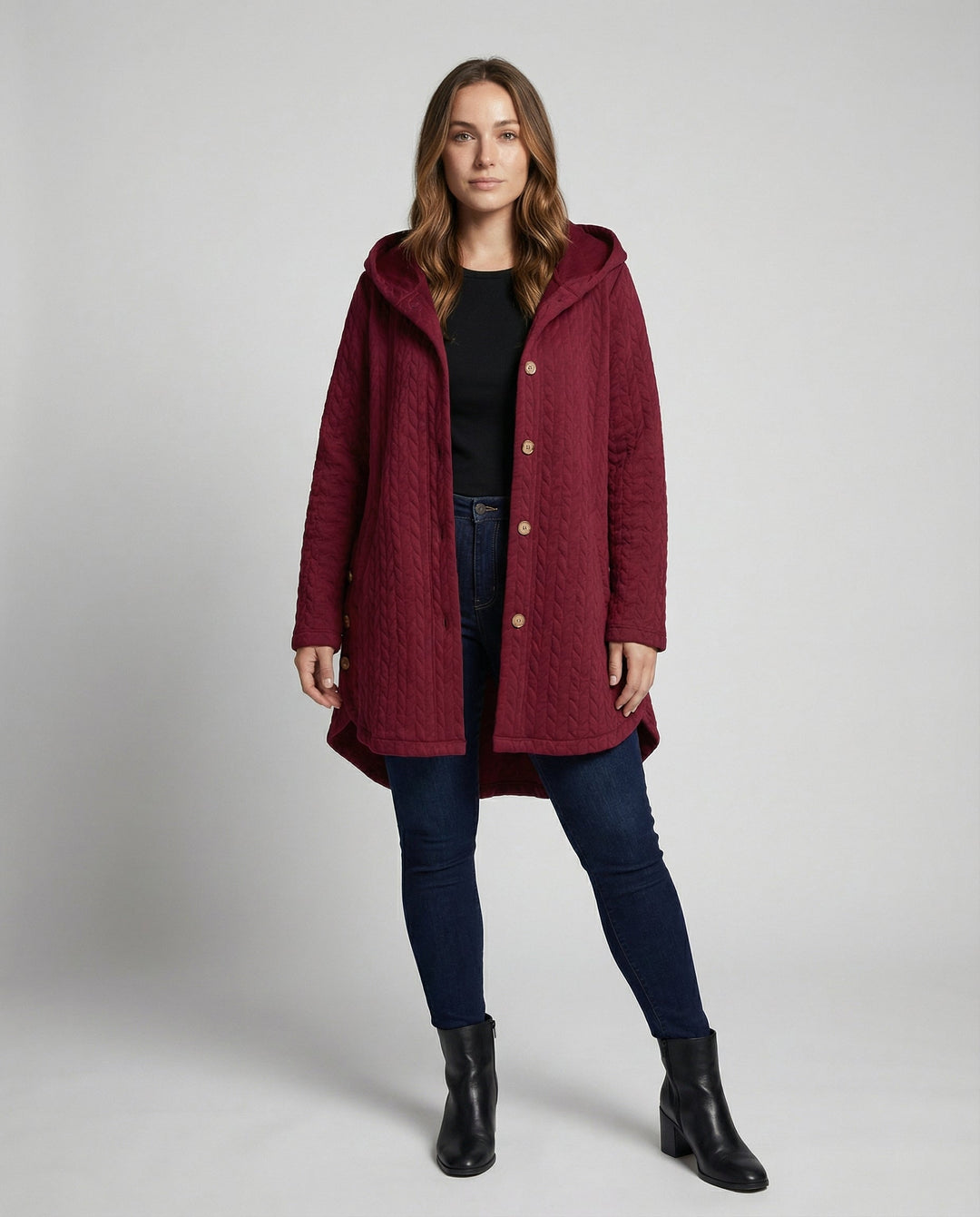Warme Winterjacke Rotwein Damen
