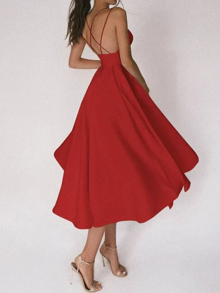 elegantes Kleid mit V-Ausschnitt und Trägern - Vittorelli