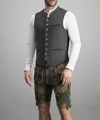 Nord Taschen | Herren Trachtenweste Weste Grau Klassisch Elegant