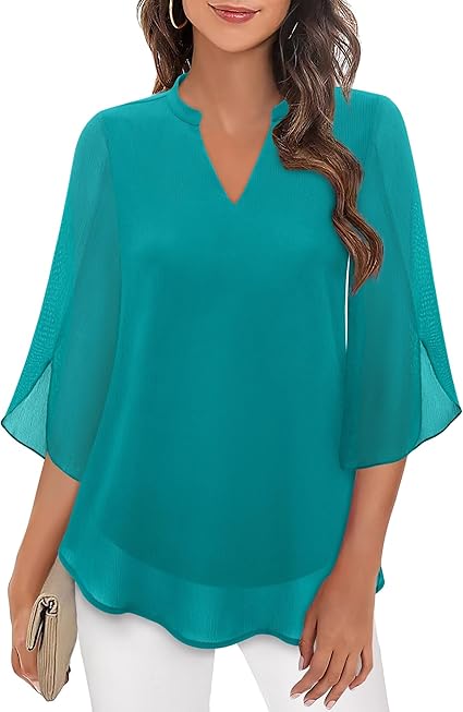 Doppelter Schichten Chiffon-Bluse