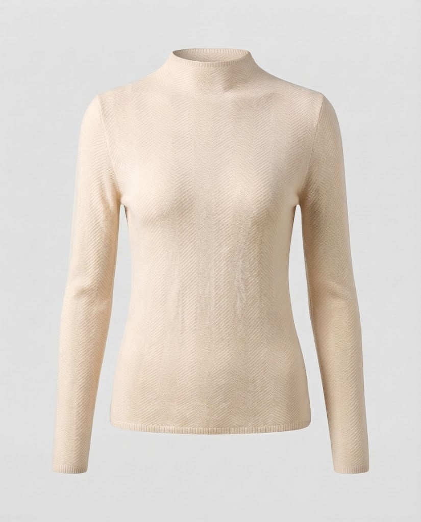 Damen Feiner Minimalistischer Stehkragenpullover aus anschmiegsamem Feinstrick Nord Taschen