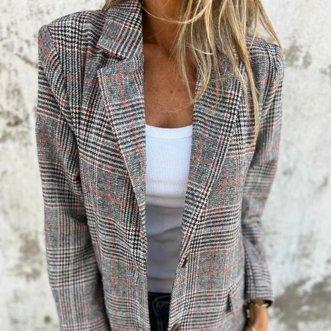 Karierter Blazer Im Übergroße Look