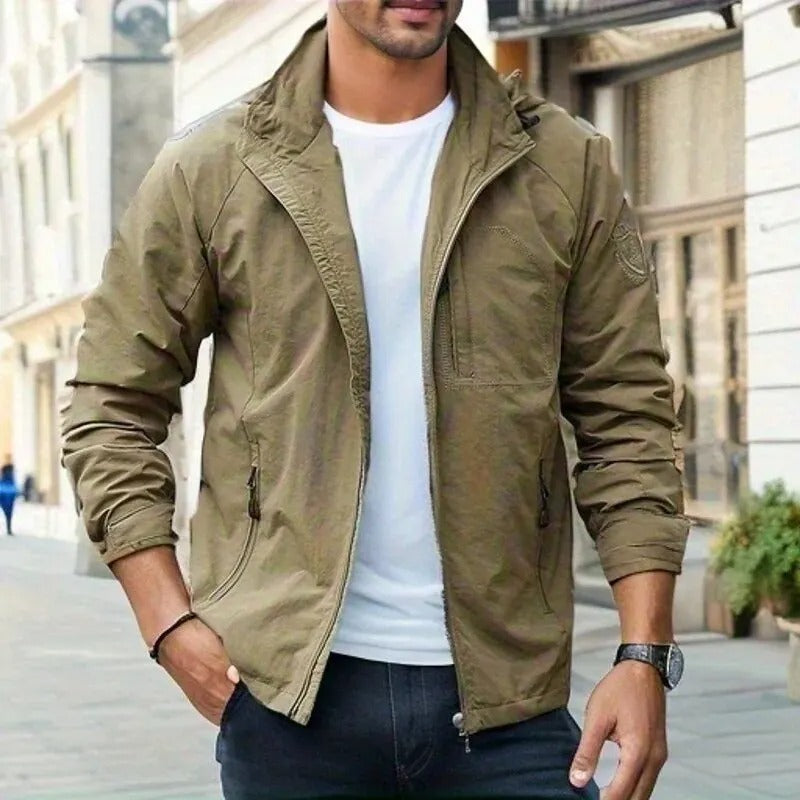 Cargo Jacke Atmungsaktives Material Wasserdicht Reguläre Passform Reißverschlusstaschen