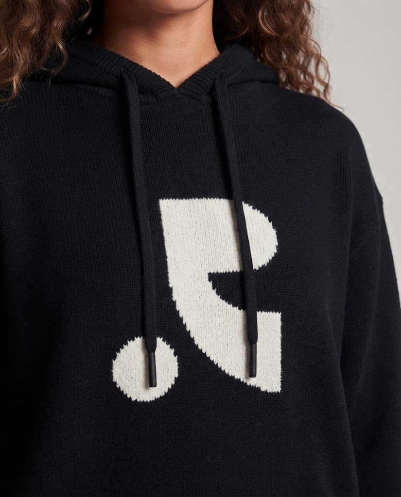Damen Oversize-Logo-Feinstrickpullover mit gerippten Bündchen und Relaxed-Silhouette Nord Taschen
