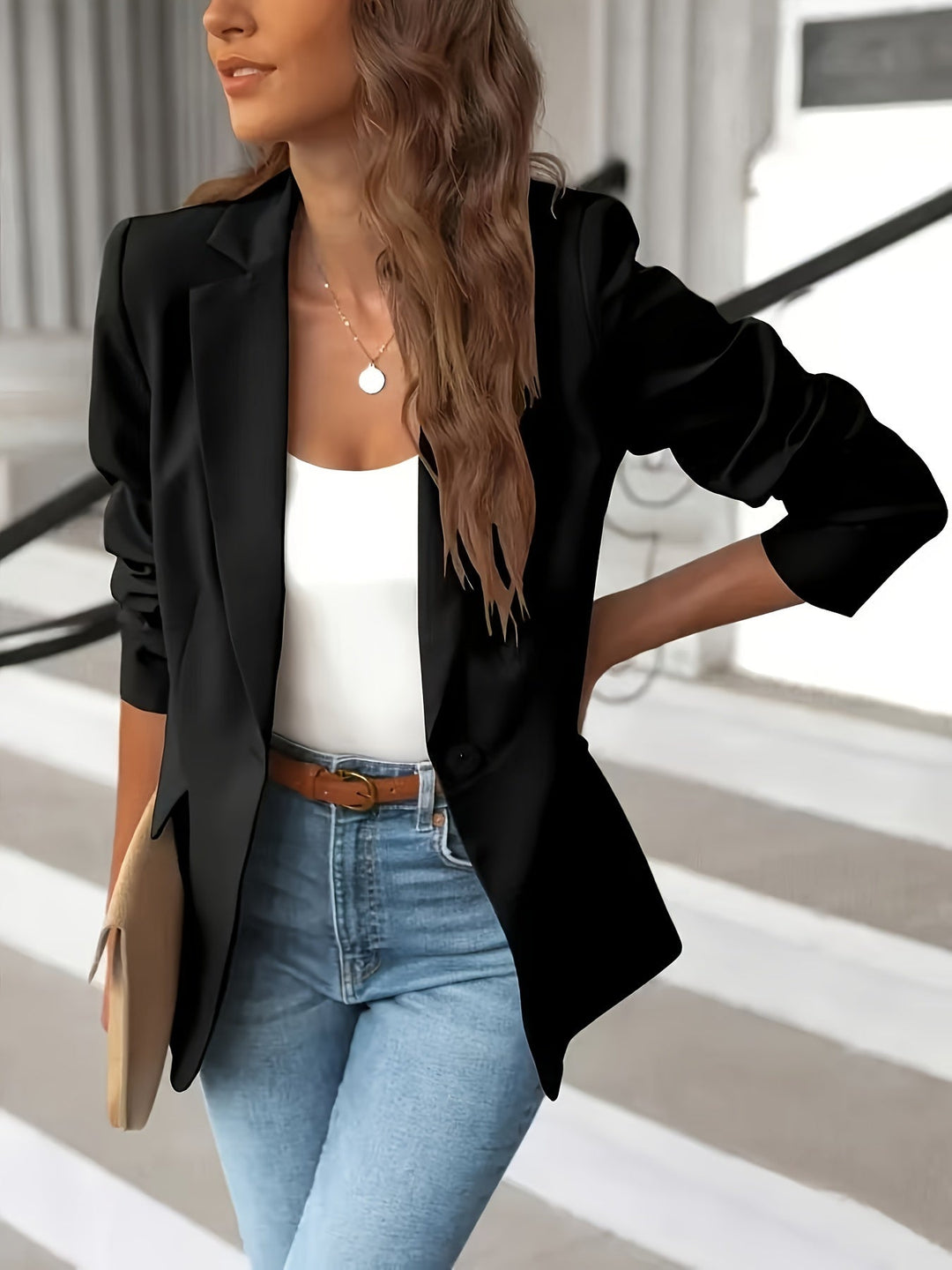 Stilvolle Herbst Klassische Business Blazer mit Seitentaschen für Frauen