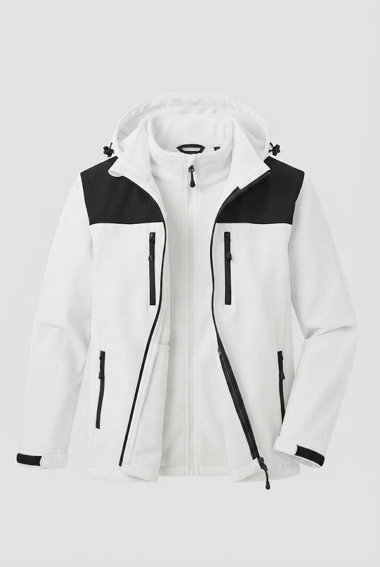 Herren zwei-lagige Softshell Outdoor-Jacke mit herausnehmbarer Fleece-Innenjacke und Kapuze Nord Taschen