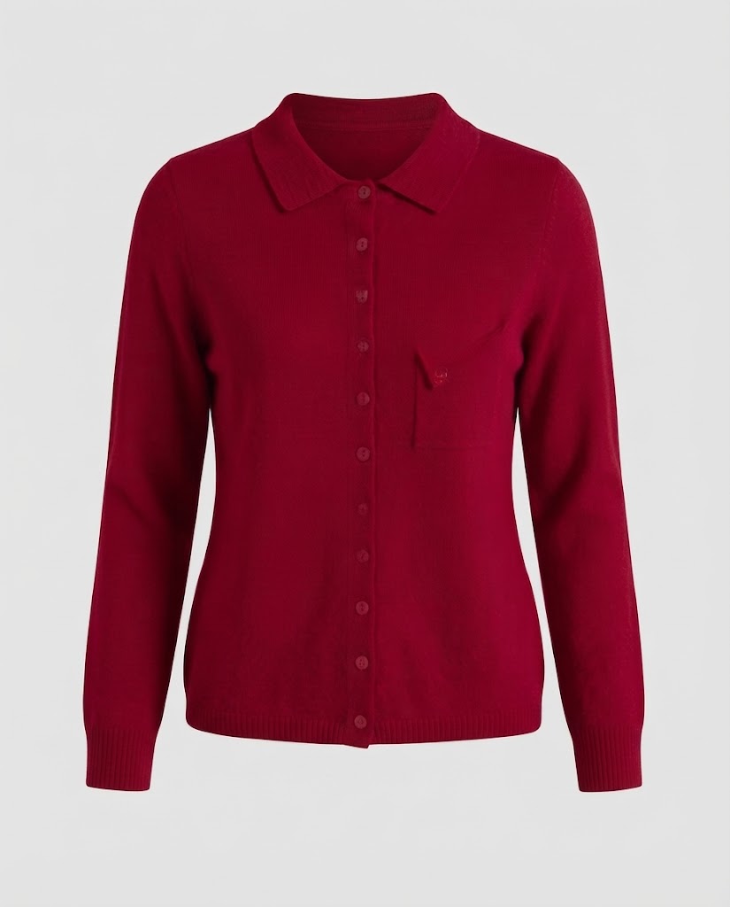 Damen Feinstrick-Cardigan mit Polokragen, 3/4-Arm und dezenter Brusttasche Nord Taschen