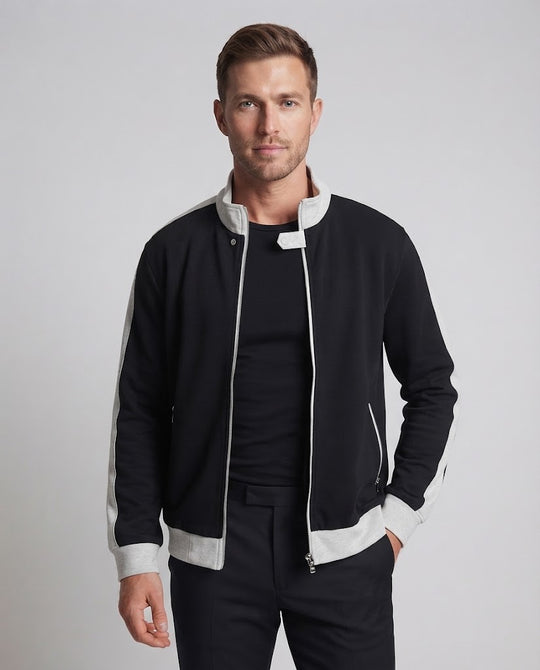 Herren Sportive Trackjacke mit Stehkragen und Kontrastpaspeln Nord Taschen