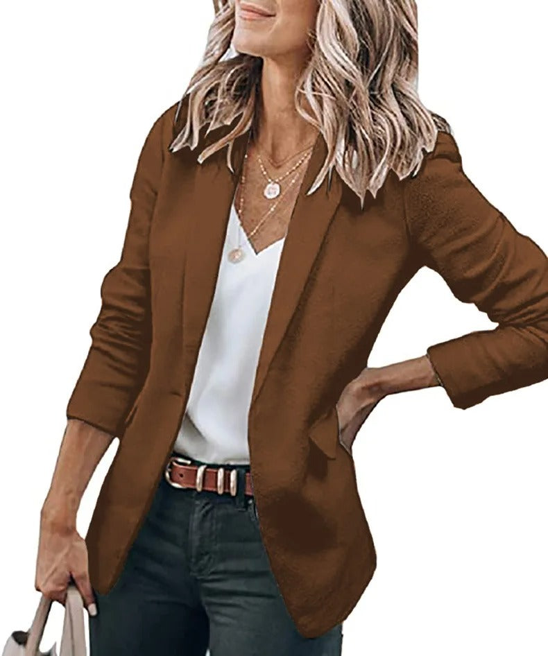 Damen Blazer Einfarbig Jacke, Lange Ärmel