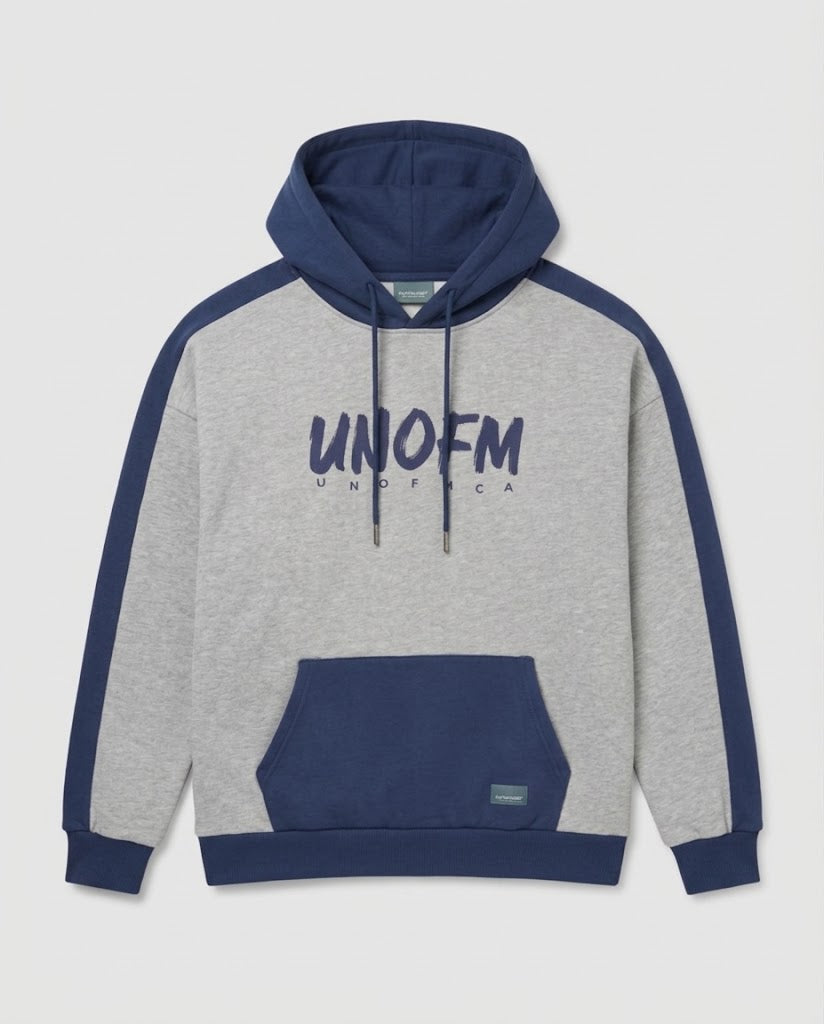 Unisex Oversize-Kapuzensweatshirt mit Kontrastbesatz, Kängurutasche und Daumenlöchern Nord Taschen