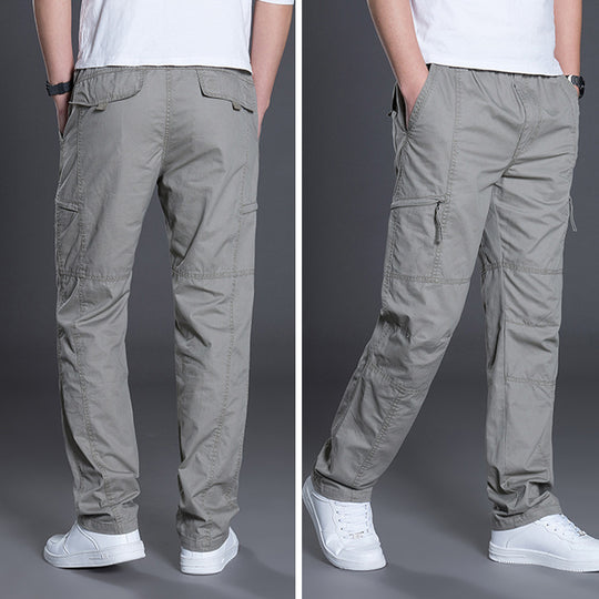 Herren Gerade geschnittene Utility‑Cargohose mit Knieabnähern, Multifachtaschen & elastischem Bund Nord Taschen