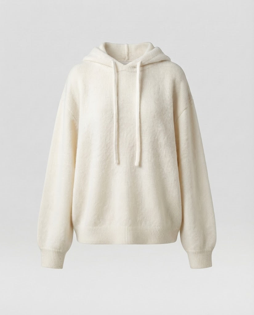 Damen Oversize-Kapuzenpullover in Mohair‑Optik mit gedroppten Schultern Nord Taschen