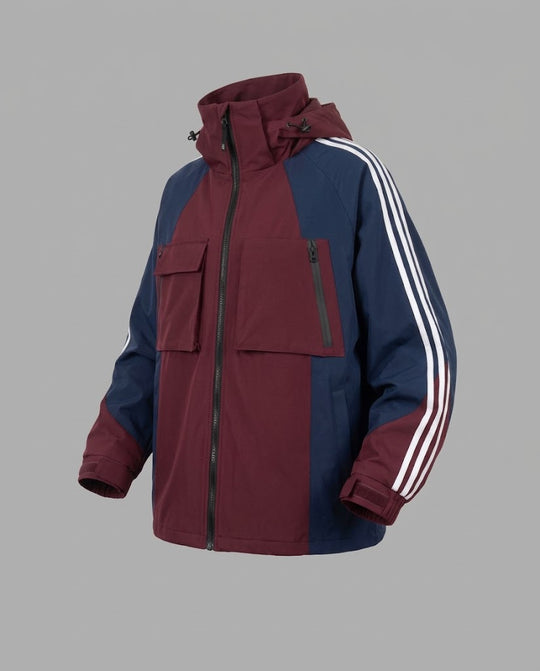 Damen Oversize-Softshell-Kapuzenjacke im sportlich-utilitarischen Stil mit kontrastierenden Streifen Nord Taschen