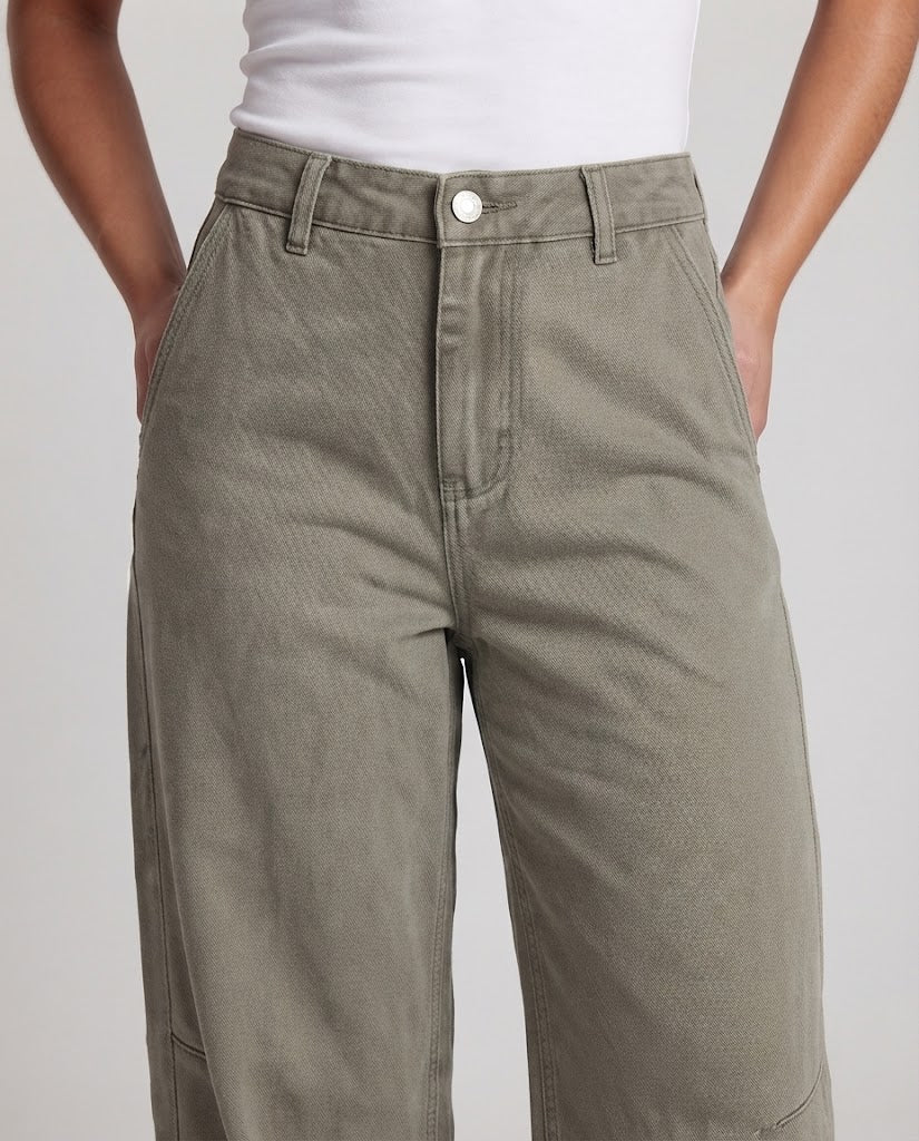 Damen Extraweite Palazzo-Twill-Hose mit markanten Ziernähten Nord Taschen