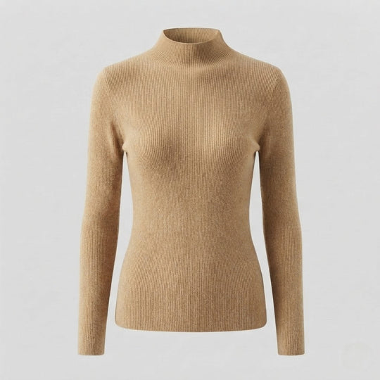 Damen Eleganter Slim-Fit Rollkragenpullover aus flauschigem Angora-Mix mit feiner Rippstruktur Nord Taschen