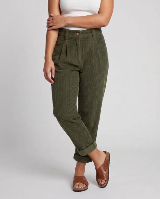 Damen-Freizeithose, Cord, hohe Taille, weiter Schnitt
