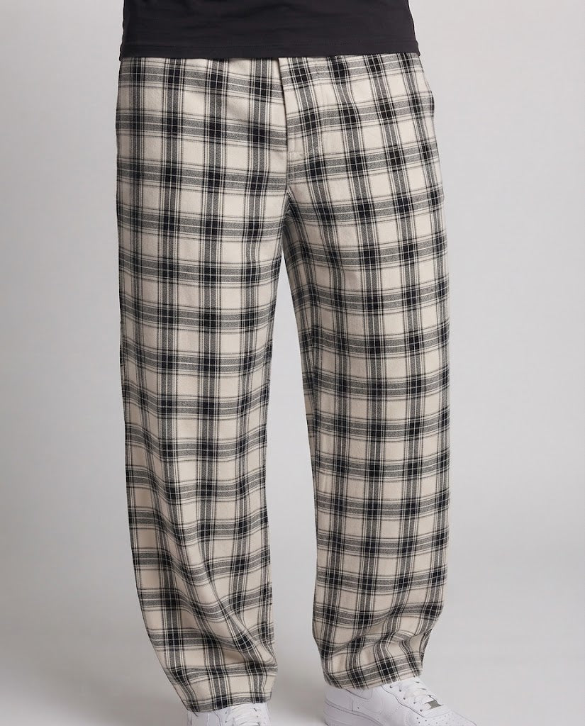 Herren Karierte Weite‑Leg‑Palazzohose mit lockerem Tunnelzug und bodenlangem Fall Nord Taschen