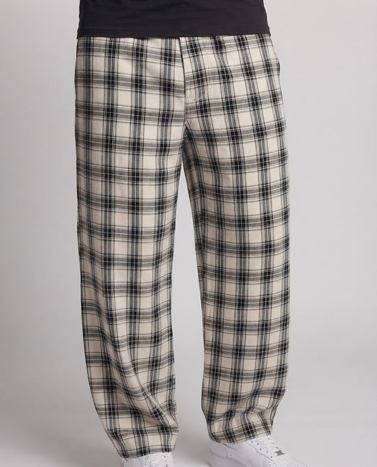 Herren Karierte Weite‑Leg‑Palazzohose mit lockerem Tunnelzug und bodenlangem Fall Nord Taschen