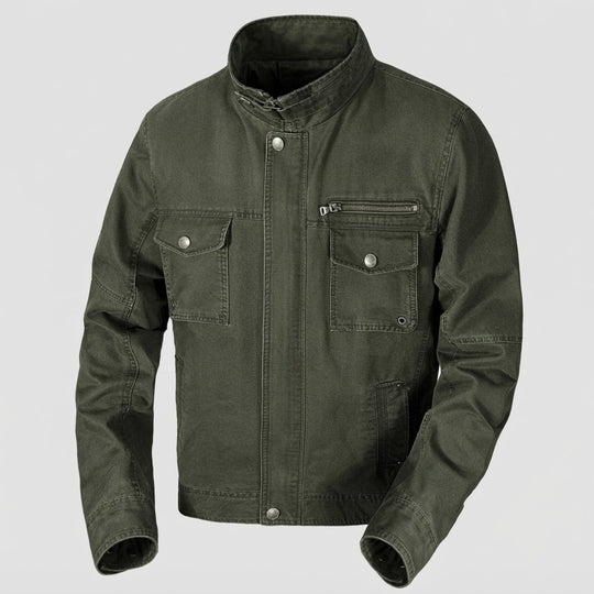 Herren Canvas-Outdoorjacke im Mechaniker-Look mit Stehkragen, Brustreißverschluss und Utility-Taschen Nord Taschen