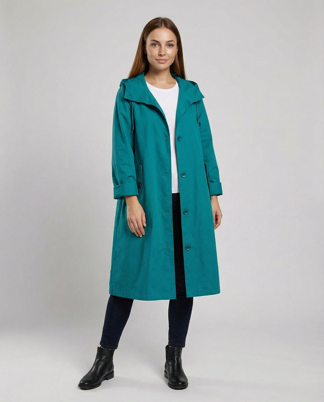 Bequemer Regen Trenchcoat Damen Kapuze