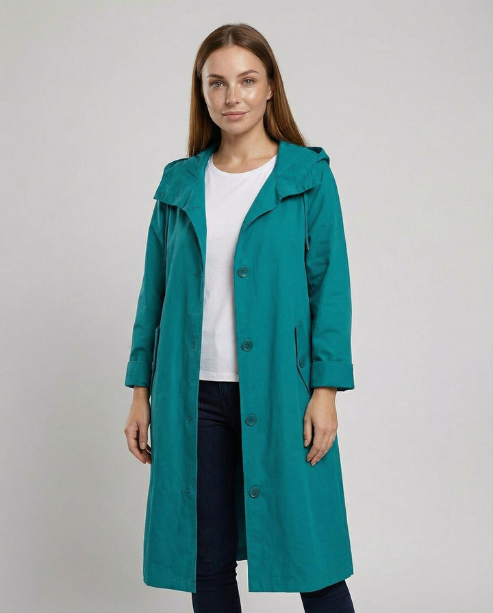 Bequemer Regen Trenchcoat Damen Kapuze