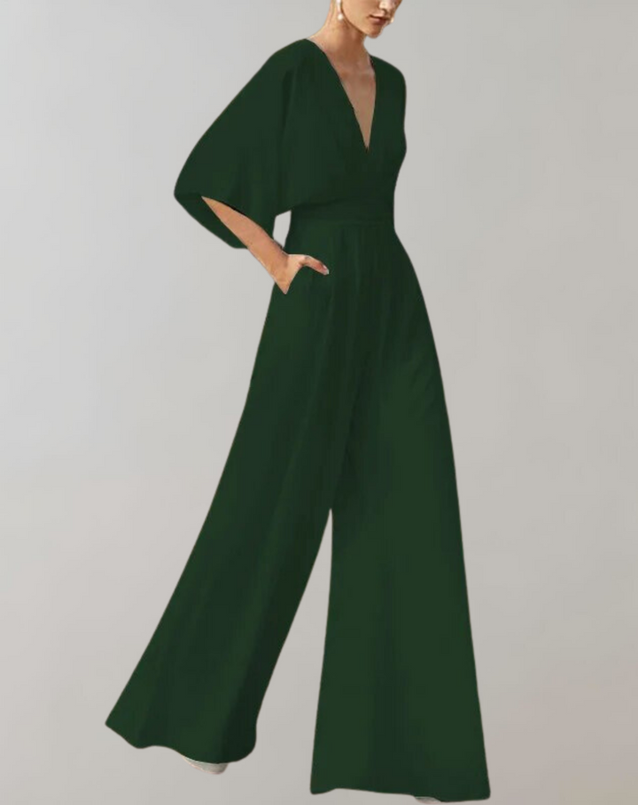 Nord Taschen Damen Jumpsuit mit V-Ausschnitt und weitem Bein