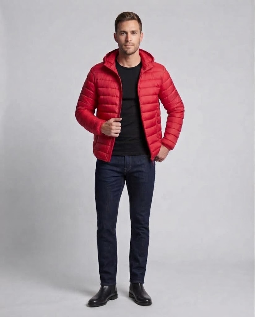 Herren Leichte gesteppte Kapuzenjacke mit Thermoisolierung und windabweisender Mikrofaser Nord Taschen