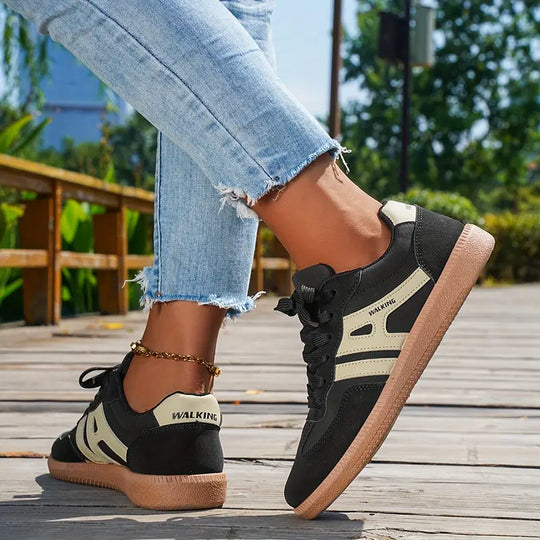 Damen lässige Turnschuhe mit niedrigem Absatz, Schnürung Mode Schuhe