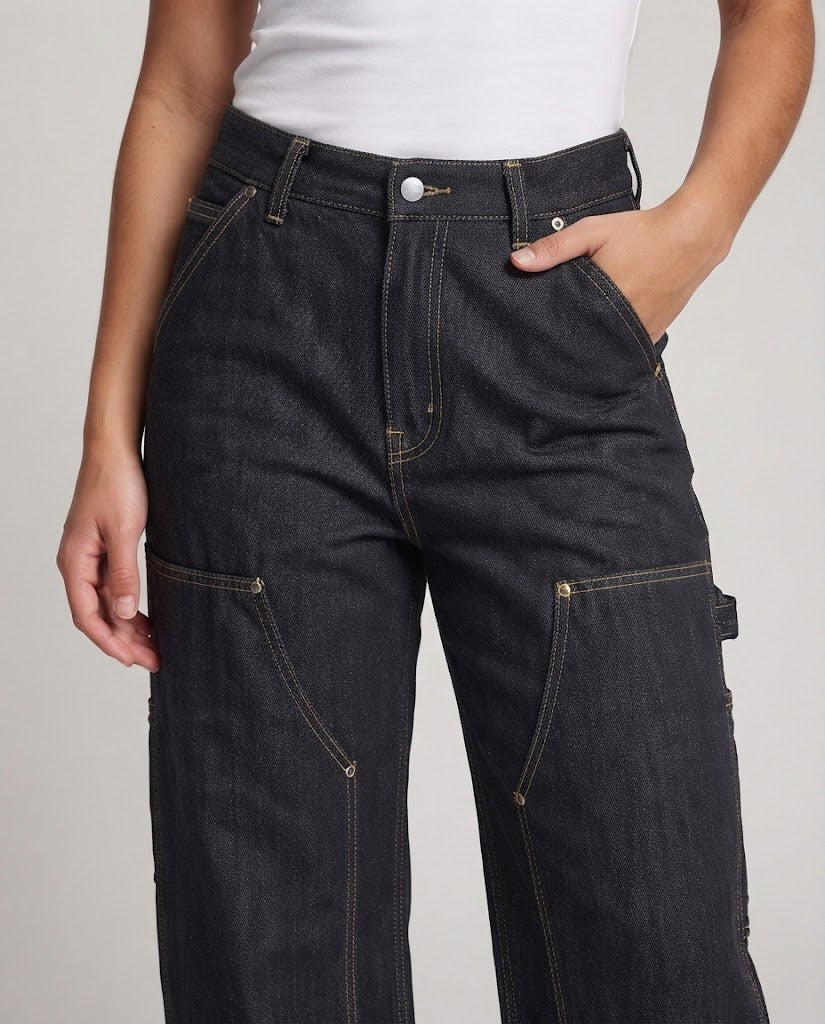 Damen Oversize‑Denim‑Palazzo‑Hose mit Utility‑Taschendetails Nord Taschen