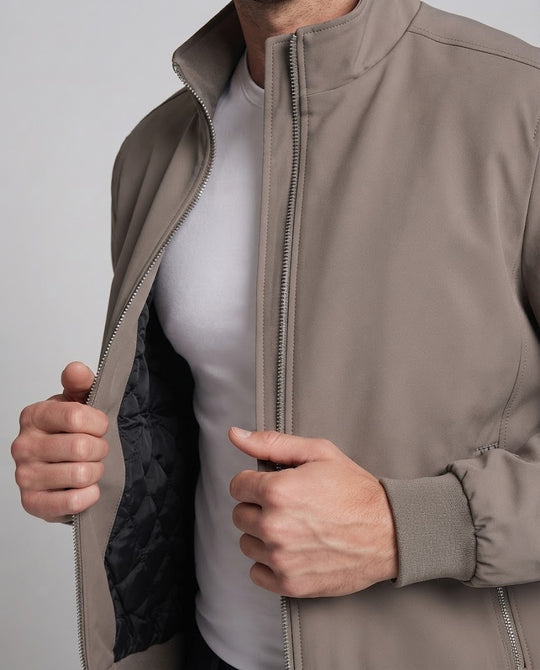 Herren Gefütterte Bomberjacke mit dicker Teddyfleece-Innenfütterung und Stehkragen Nord Taschen
