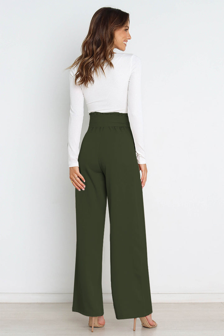 Hohe Taille Paperbag Hose mit Schleifendetail
