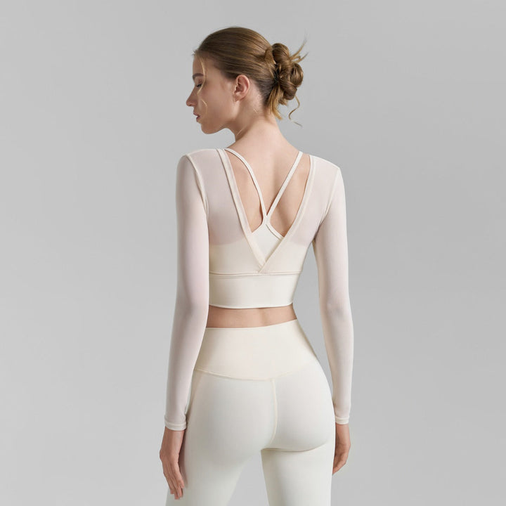 Fake zwei sexy Mesh-Yoga-Kleidung