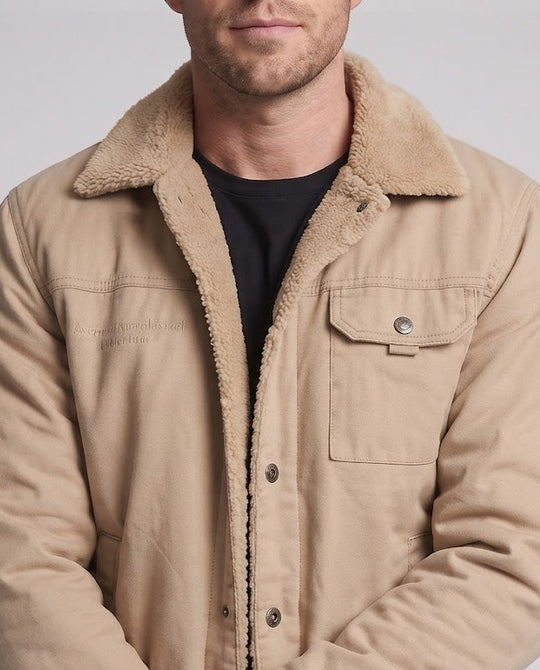 Herren Canvas-Utility-Blouson mit Sherpa-Innenfutter und Brustpattentasche Nord Taschen