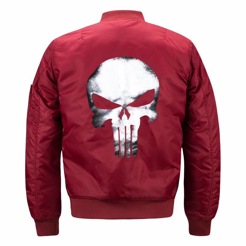Men's  skull-back printed lightweight nylon bomber jacket with ribbed cuffs and sleeve utility pocket Nord Taschen