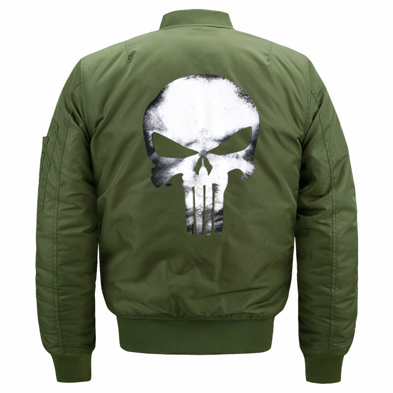 Men's  skull-back printed lightweight nylon bomber jacket with ribbed cuffs and sleeve utility pocket Nord Taschen