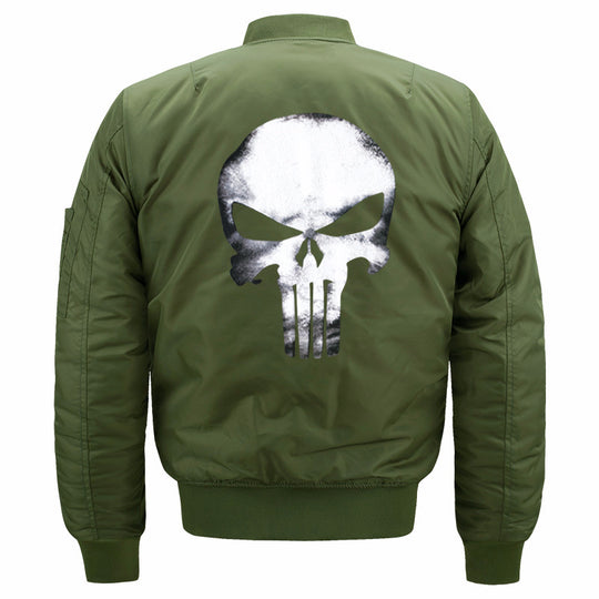Men's  skull-back printed lightweight nylon bomber jacket with ribbed cuffs and sleeve utility pocket Nord Taschen