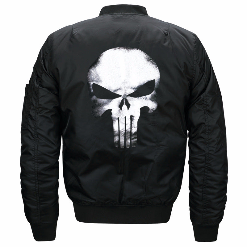 Men's  skull-back printed lightweight nylon bomber jacket with ribbed cuffs and sleeve utility pocket Nord Taschen